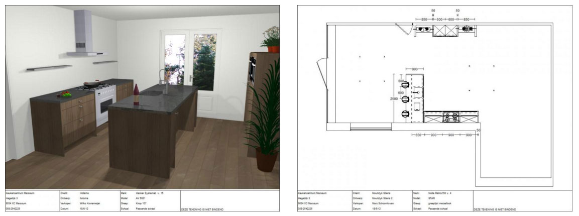 Landschap Bouwen op Continu 3D Keukenontwerp - Keukencentrum Marssum
