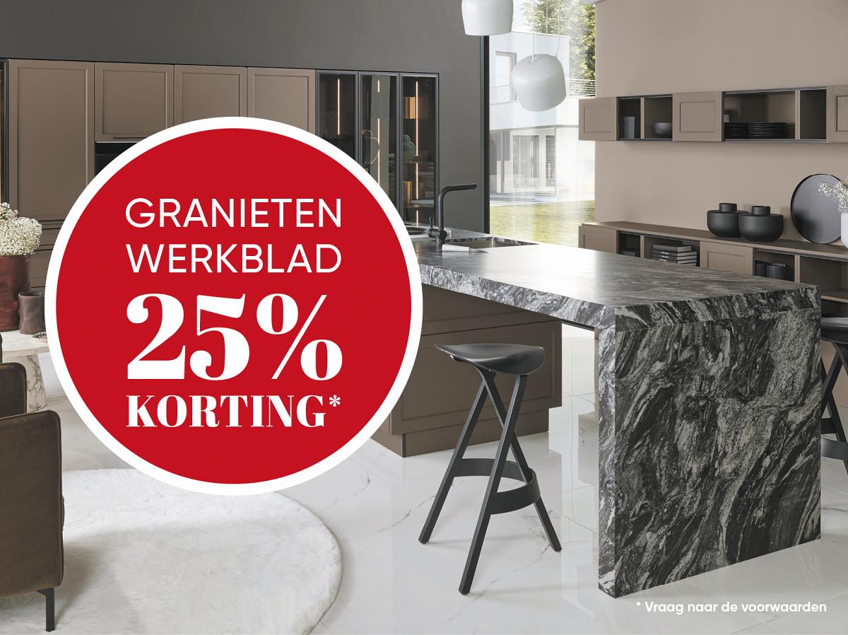 Granieten werkblad 25% korting